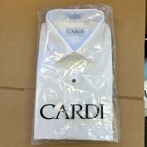 Cardi All Cotton Plainfront French Cuff Tuxedo Shirt New